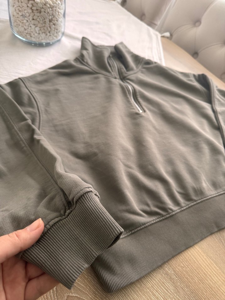 Yarım Fermuarlı Yüksek Yakalı Sweatshirt - Görsel 4