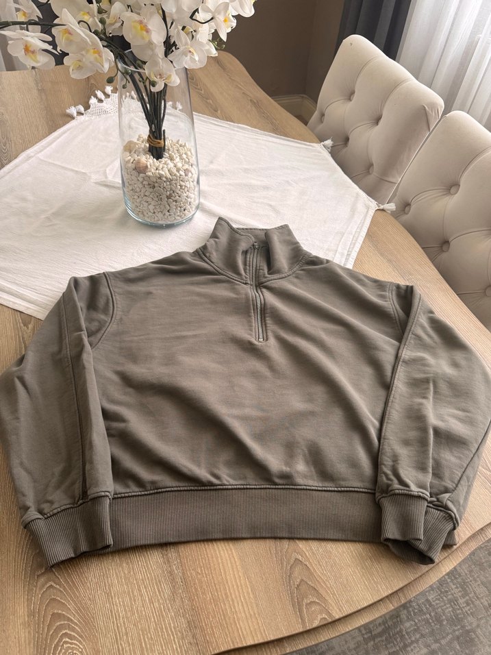 Yarım Fermuarlı Yüksek Yakalı Sweatshirt - Görsel 3