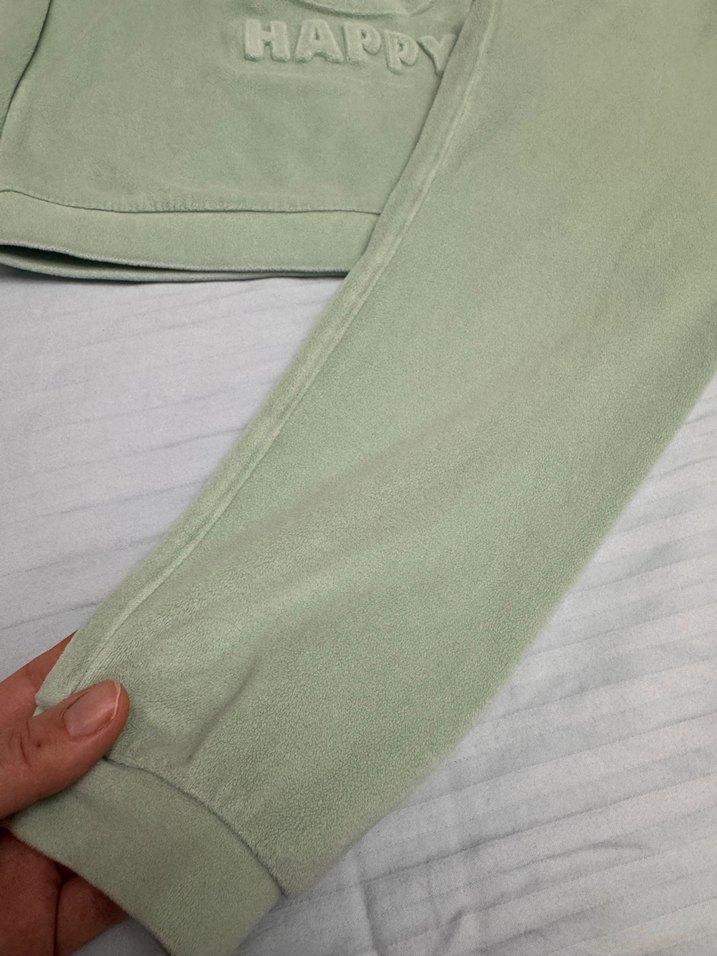 Kız Çocuk Pastel Yeşil Pamuklu Eşofman Takımı - Görsel 2