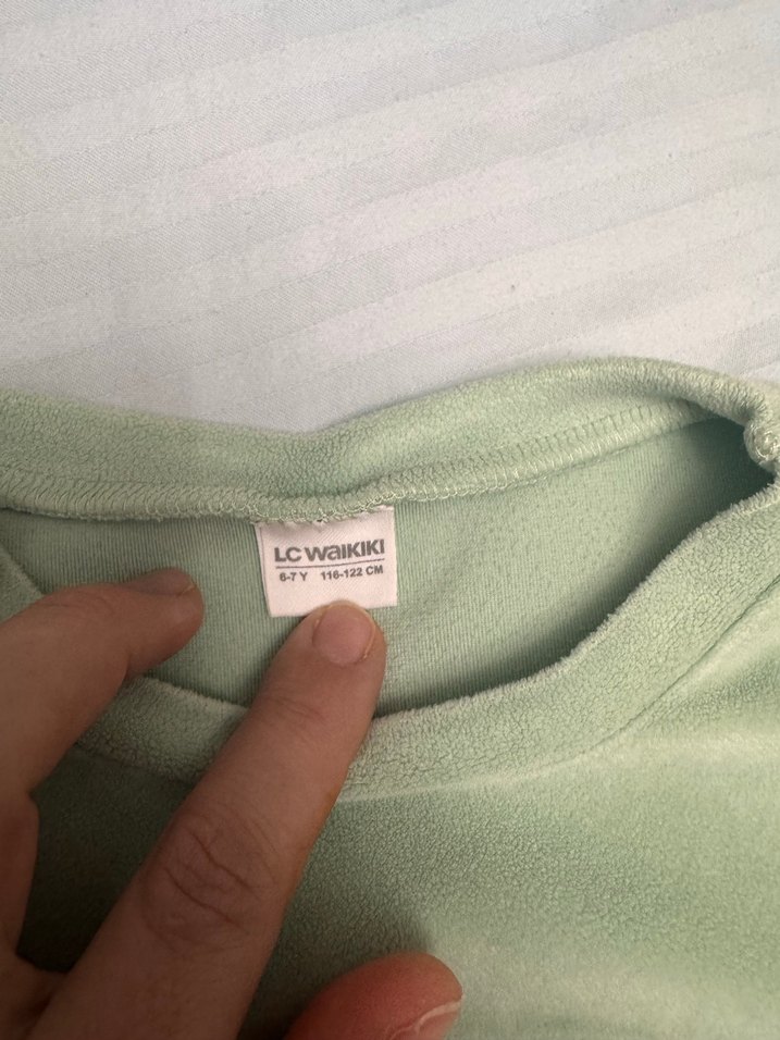 Kız Çocuk Pastel Yeşil Pamuklu Eşofman Takımı - Görsel 5