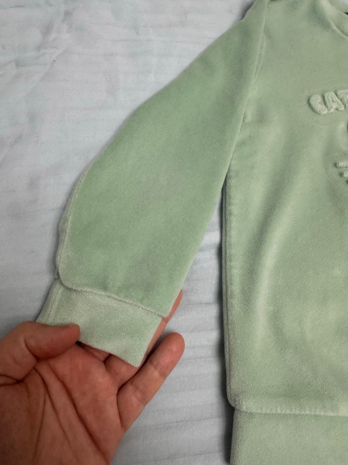 Kız Çocuk Pastel Yeşil Pamuklu Eşofman Takımı - Görsel 4