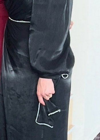 Abiye Siyah Drapeli Uzun Abiye Elbise