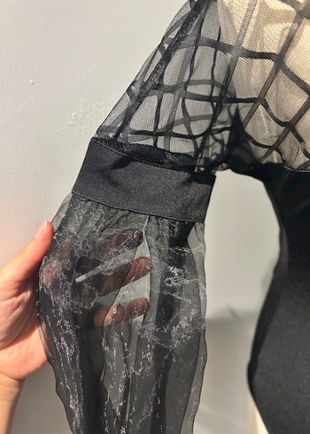 Dantelli Siyah Gotik Kadın Bluz - Görsel 5