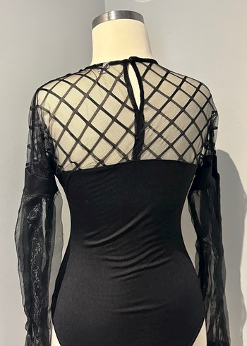 Dantelli Siyah Gotik Kadın Bluz - Görsel 3