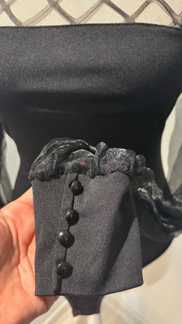 Dantelli Siyah Gotik Kadın Bluz - Görsel 2