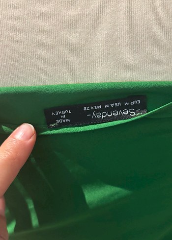 Yeşil Drapeli Straplez Kadın Bluz - Görsel 7