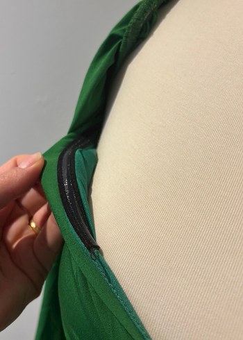 Yeşil Drapeli Straplez Kadın Bluz - Görsel 5