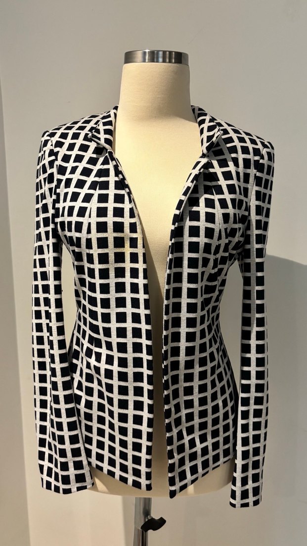 Kadın Siyah Beyaz Kareli Blazer Ceket - Görsel 2