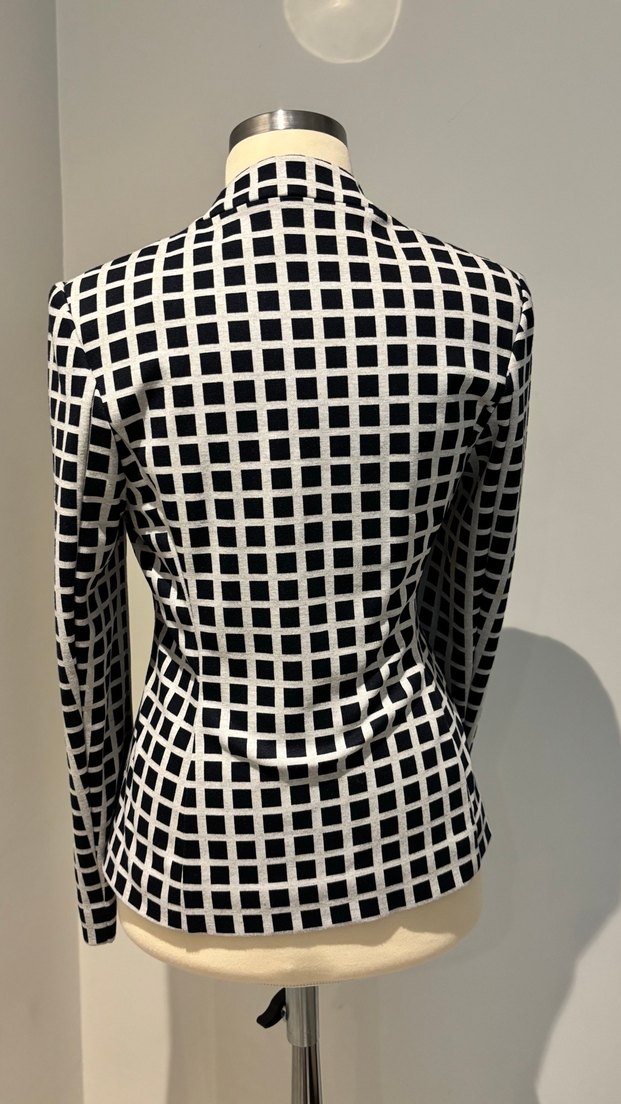 Kadın Siyah Beyaz Kareli Blazer Ceket - Görsel 4