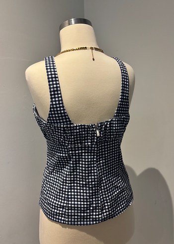 Kadın Lacivert Kareli Askılı Büstiyer - Görsel 5