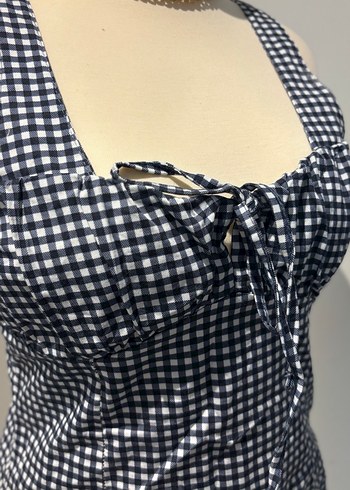 Kadın Lacivert Kareli Askılı Büstiyer - Görsel 6