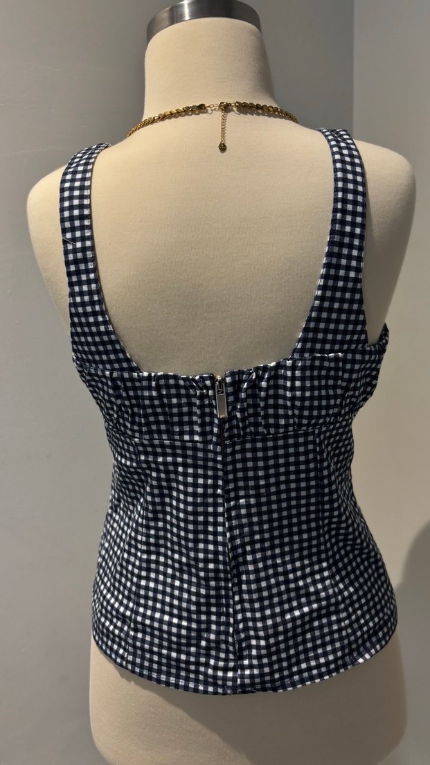 Kadın Lacivert Kareli Askılı Büstiyer - Görsel 4