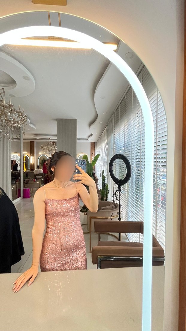 Işıltılı Pembe Midi Abiye Elbise - Görsel 2