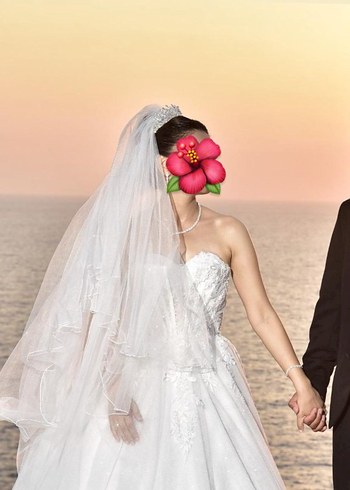 Straplez Işıl Işıl Prenses Gelinlik Uzun Beyaz - Görsel 4