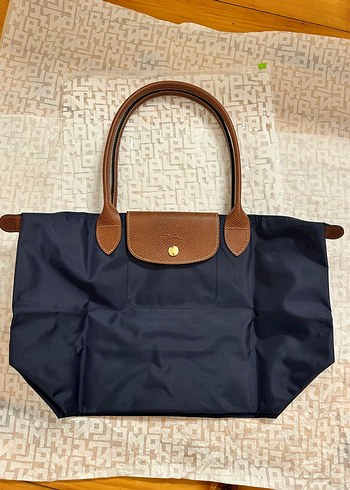 LONGCHAMP La Pliage Lacivert Msize uzun saplı