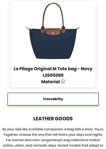 Longchamp LONGCHAMP La Pliage Lacivert Msize uzun saplı