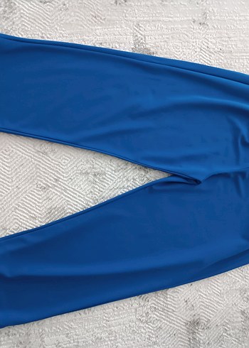 Düğmeli Mavi Uzun Kadın tunik pantolon - Görsel 2