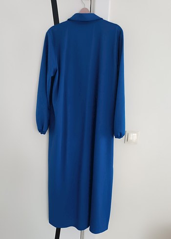 Düğmeli Mavi Uzun Kadın tunik pantolon - Görsel 5