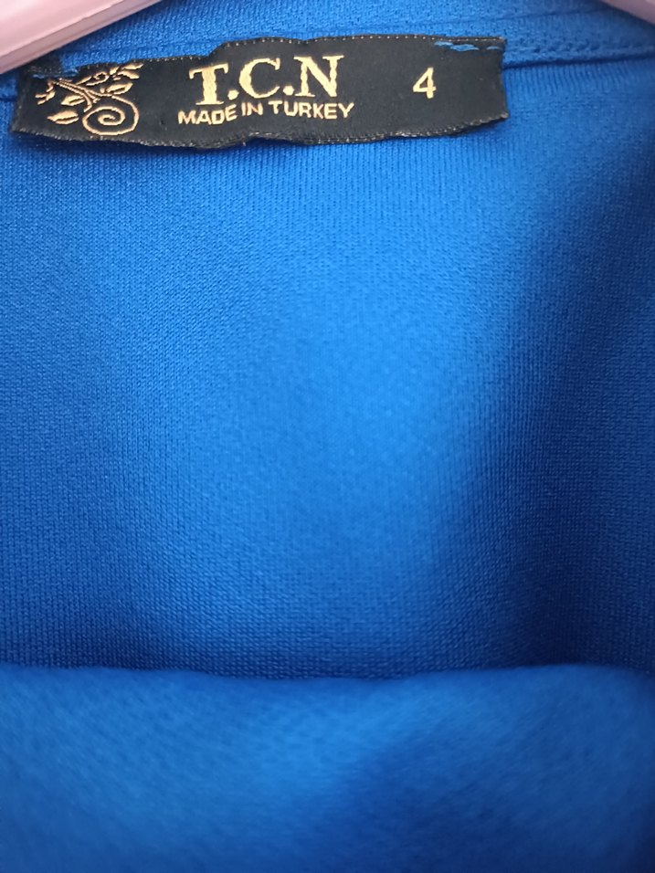 Düğmeli Mavi Uzun Kadın tunik pantolon - Görsel 4