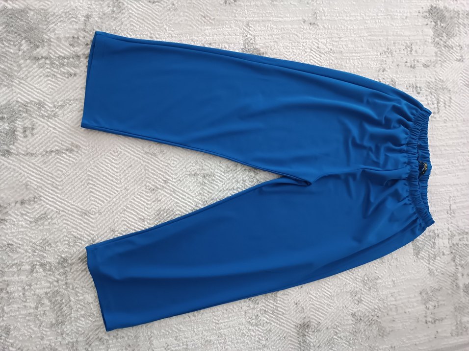 Düğmeli Mavi Uzun Kadın tunik pantolon - Görsel 2