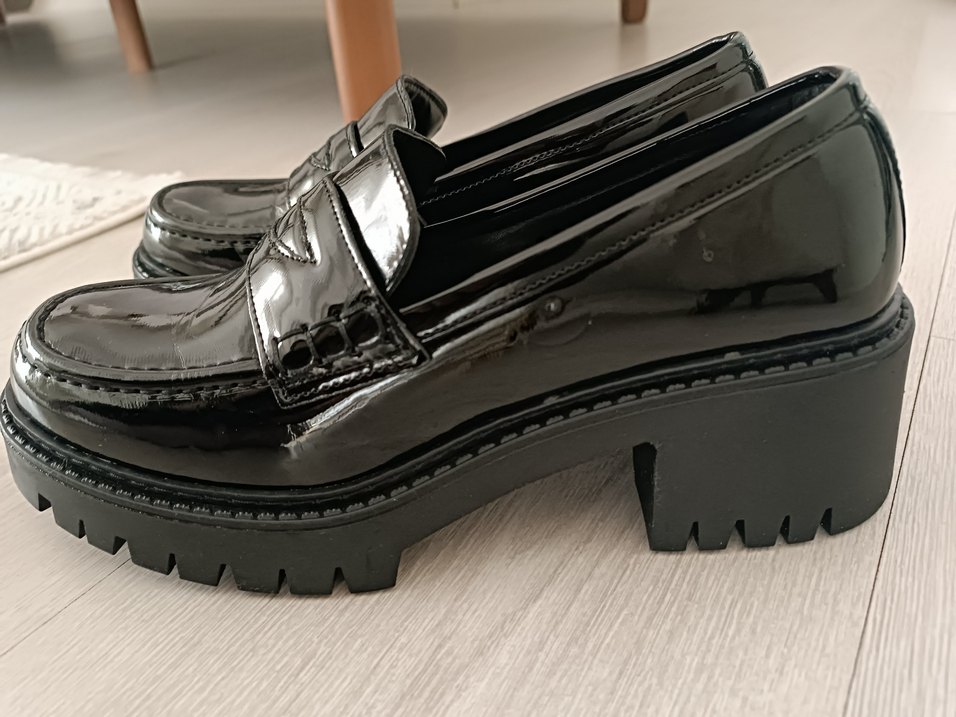 Kadın Siyah Rugan Platform Topuklu ayakkabı - Görsel 2