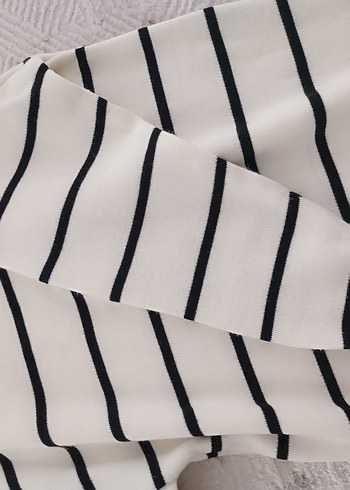 Uzun Kollu Boğazlı Çizgili Kadın tunik uzun - Görsel 2