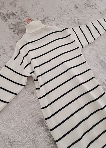 Uzun Kollu Boğazlı Çizgili Kadın tunik uzun - Görsel 5