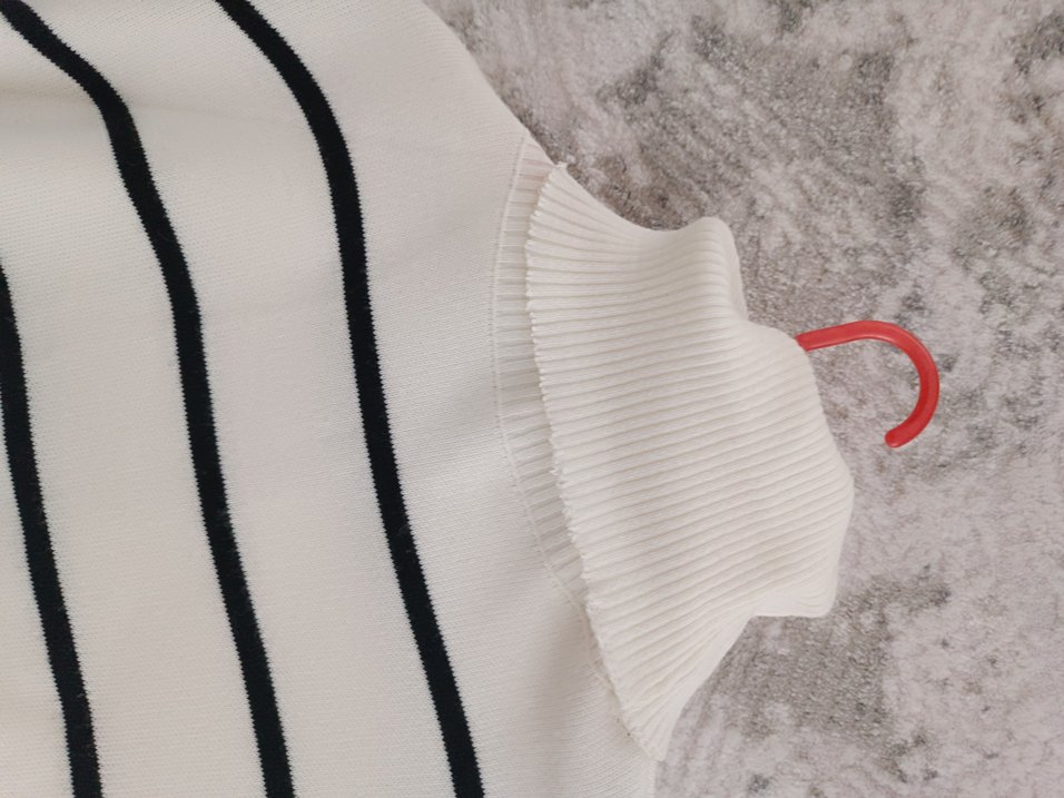 Uzun Kollu Boğazlı Çizgili Kadın tunik uzun - Görsel 3