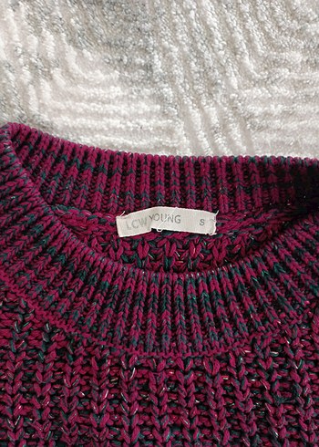 Kadın Bordo Örgü Triko Kazak - Görsel 4