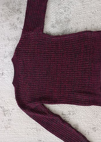 Kadın Bordo Örgü Triko Kazak - Görsel 2