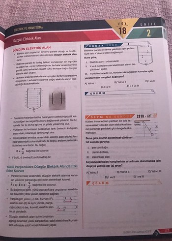 Limit Yayınları AYT Fizik Konu Anlatım Föyleri