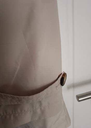 Bej Düğmeli Midi Kadın  rüzgarlık / yamurluk - Görsel 4