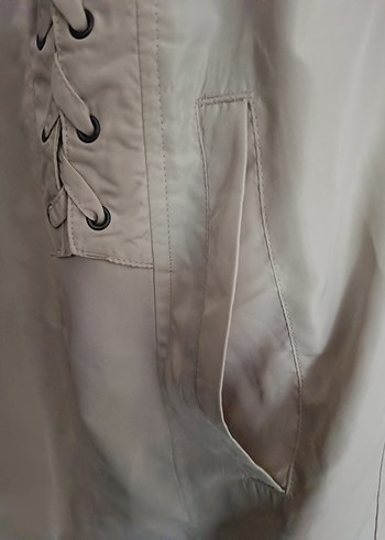 Bej Düğmeli Midi Kadın  rüzgarlık / yamurluk - Görsel 6