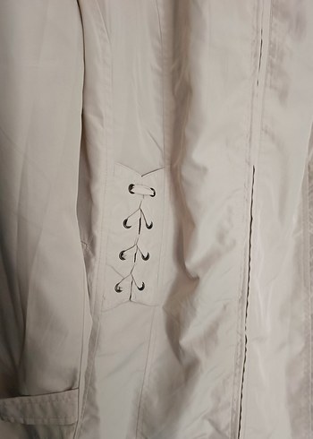 Bej Düğmeli Midi Kadın  rüzgarlık / yamurluk - Görsel 2