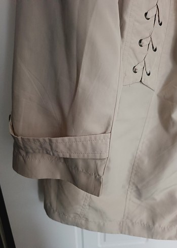 Bej Düğmeli Midi Kadın  rüzgarlık / yamurluk - Görsel 3