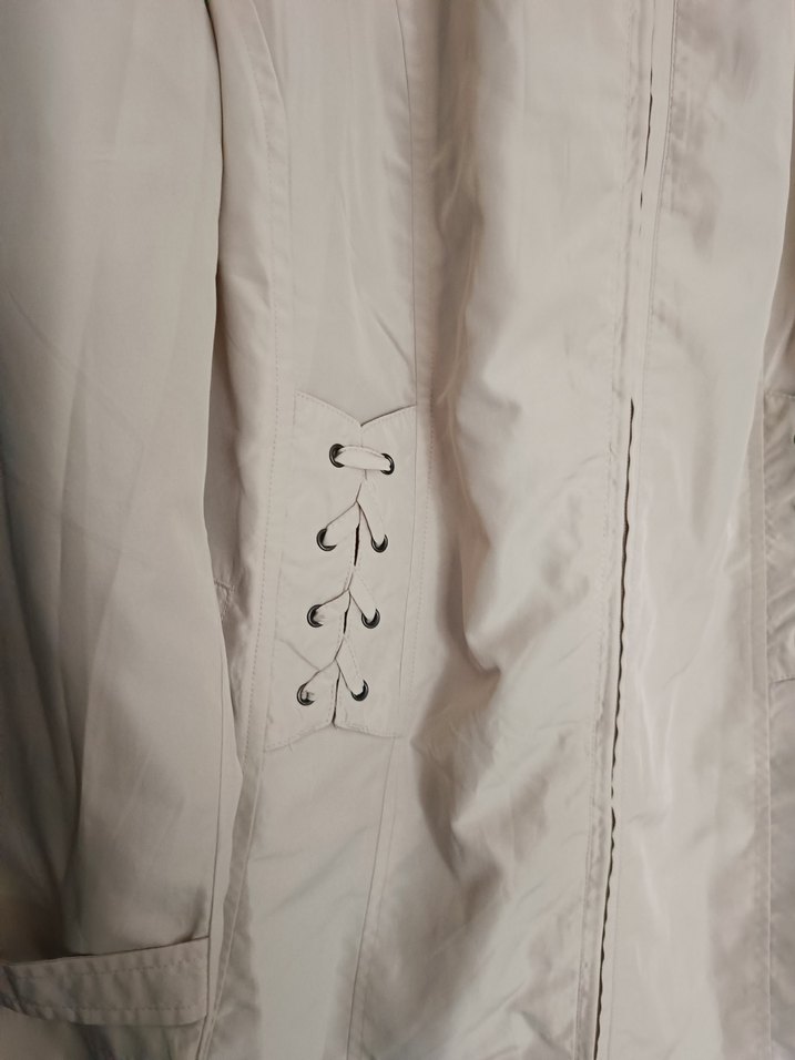 Bej Düğmeli Midi Kadın  rüzgarlık / yamurluk - Görsel 2