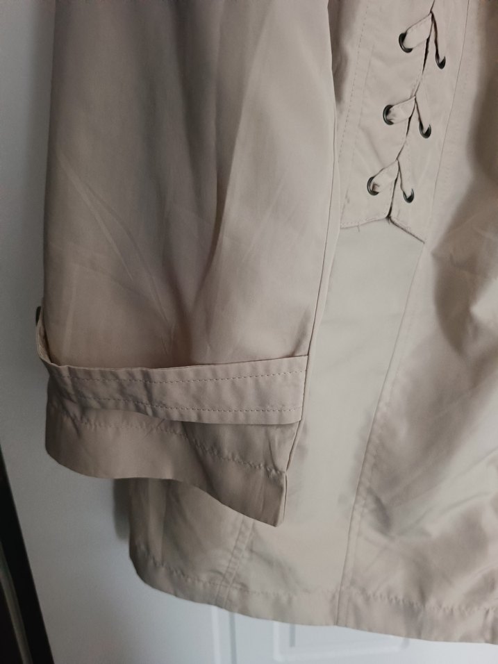 Bej Düğmeli Midi Kadın  rüzgarlık / yamurluk - Görsel 3