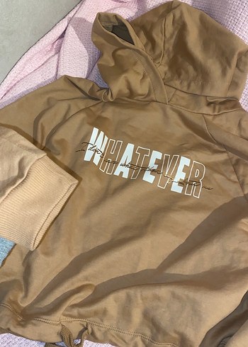 Defacto Bej Kapüşonlu Baskılı Kadın Sweatshirt