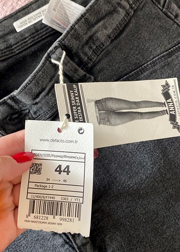 44 Beden gri Renk Gri Dar Kesim Midi Kot Pantolon