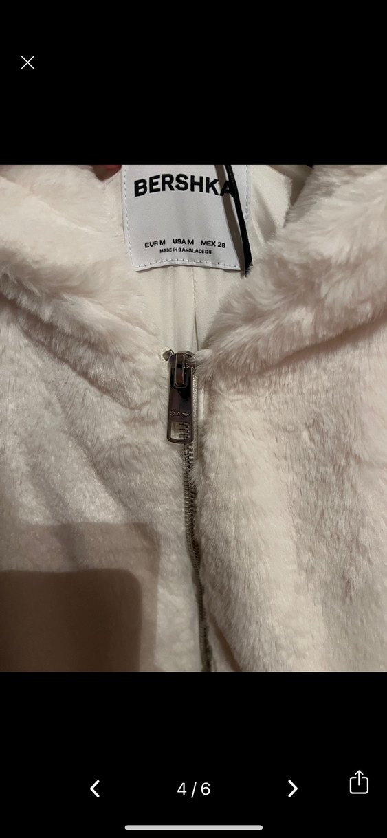 Beyaz Kapüşonlu Kadın Peluş Ceket - Görsel 4