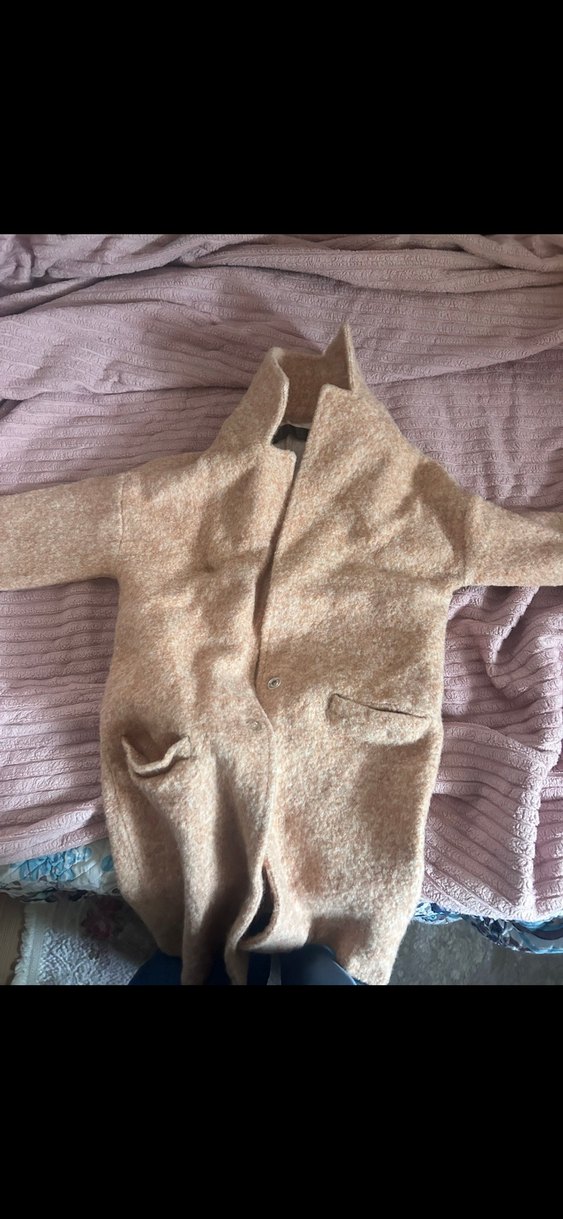 Bej Kadın Kürklü Hamile Midi Kaban - Görsel 4