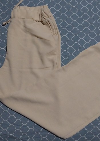 Bej Kadın Midi Kumaş Pantolon