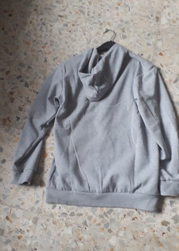 Erkek Çocuk Gri Kapüşonlu Fermuarlı Sweatshirt - Görsel 5