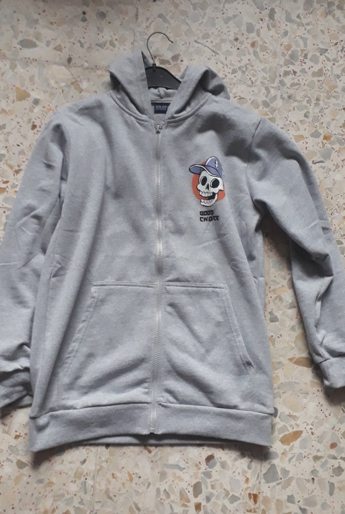 Erkek Çocuk Gri Kapüşonlu Fermuarlı Sweatshirt - Görsel 2