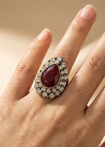 Vintage Stil Damla Kesim Yüzük - 9 Numara - Görsel 2