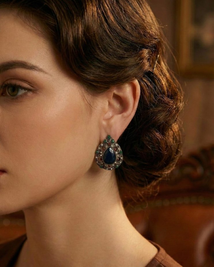 "Sarayın Gece Sırrı" Vintage Küpe - Görsel 2