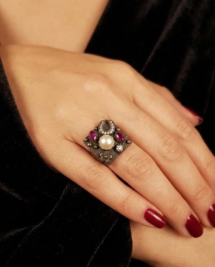 "Gecenin Saklı Kehaneti" Vintage Yüzük - 17 Numara - Görsel 5