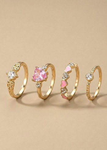 Prenses Serisi: Gül Pembe Masallar 4lü Yüzük Seti (8 No) - Görsel 3