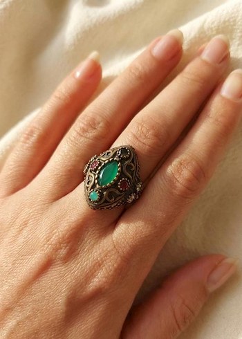 "Kadim Bahçelerin Sırrı" Vintage Bronz Yüzük - 7 Numara - Görsel 2