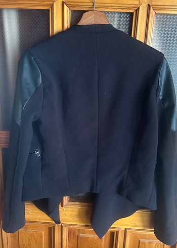 m Beden siyah Renk Siyah Deri Kemerli Kadın Blazer Ceket